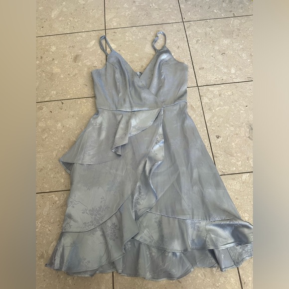 Altar’d State Floral Blue Green Satin Layered Dress Womens XS - Picture 2 of 4